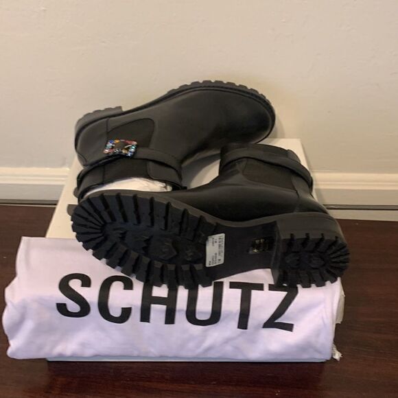 Schutz leather Buckle lug sole ankle boot size 7,5 - Picture 8 of 10